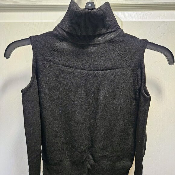 Cache Cold Shoulder Black Turtleneck Sweater - NEW - Picture 1 of 5